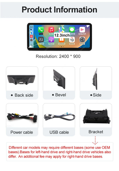 12.3“Wireless CarPlay For Mercedes Benz GLA CLA GLC GLK W205 W176 C117  Ultra thin Touch Multimedia screen with Android Auto BT