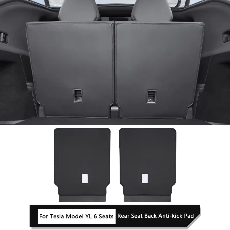 For Tesla Model YL 6-Seater Rear Trunk Mat Leather Full Coverage Cargo Liner Anti Dirty Mat Seat Backrest Protective Pad Cover