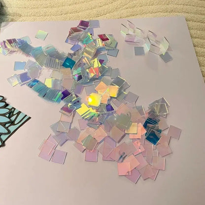 Iridescent Dichroic Acrylic Mosaic Tiles Rainbow Effect Square Acrylic Pieces for DIY Crafts Stained Acrylic Art Home Decoration