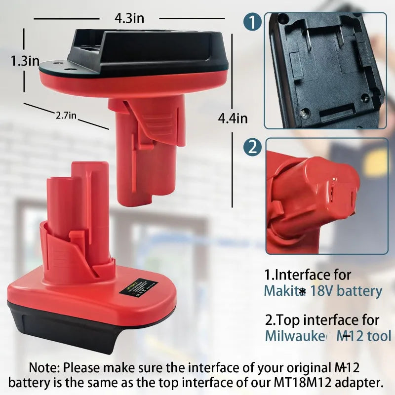 DM20M12 MT18M12 Adapter for Milwaukee/DeWalt/Makita 18V/20V Lithium Batteries Converting To for Milwaukee M12 12V Battery Tools