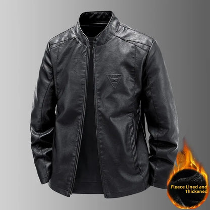 Ning Genuine Leather Jacket Men's Stand Collar Thickened Slim Fit Casual Trendy Motorcycle Clothes Outerwear