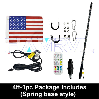 1/2 PCS 2/3/4FT LED Whip Lights RGB Waterproof Multi-Color Flagpole Lamp Bowlight for Offroad Sand Rails Buggies SxS ATV/UTV RZR