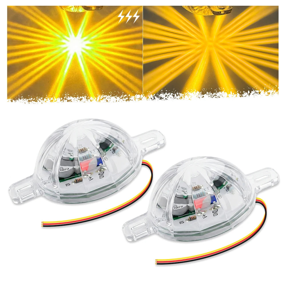 Watermelon Lights, Amber LED Side Marker Turn Signal Lights with Metal Bezel, IP65 Waterproof Clear Lens, for Freightliner Truck