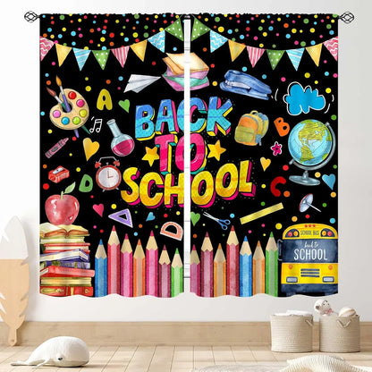 ABC Alphabet Classroom Curtains,Kids Cartoon Animal Educational Learning Cute Colorful Back to School Decorations Window Drapery