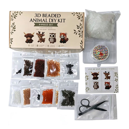 DIY 3D Animals Bead Embroidery Set with Colorful Beads Beadwork Crafts Kit for Home Studio Teens Girls Women Enthusiasts