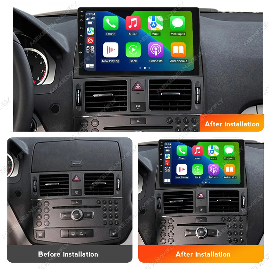 Android 14 OS IPS Car Radio For Mercedes Benz C Class W204 S204 2006 - 2011 Carplay Auto Multimedia Player GPS Stereo Navigation