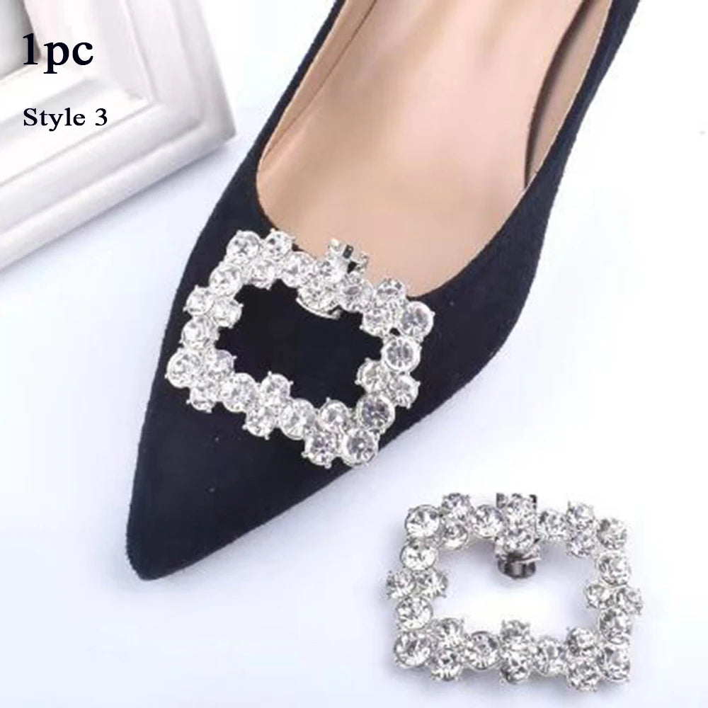 1PC Shiny Bows Shoes Decoration Clips Wedding Shoes High Heel Rhinestone Charm Buckle Clips Detachable Bride Shoes Accessories