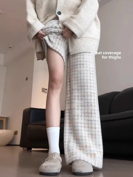 Thickened Flannel Wide Leg Pants Women's Autumn Winter Lazy Casual Plaid Sleepwear Long Pants Korean Style High Waist Trousers