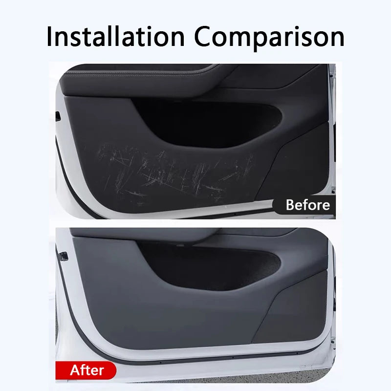 For Tesla Model YL 6-Seater Car Door Anti-Kick Pad Leather Sticker Trim Kit Side Door Protector Cover Car Interior Accessories