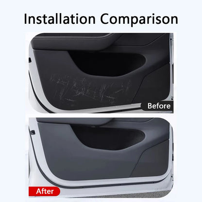 For Tesla Model YL 6-Seater Car Door Anti-Kick Pad Leather Sticker Trim Kit Side Door Protector Cover Car Interior Accessories