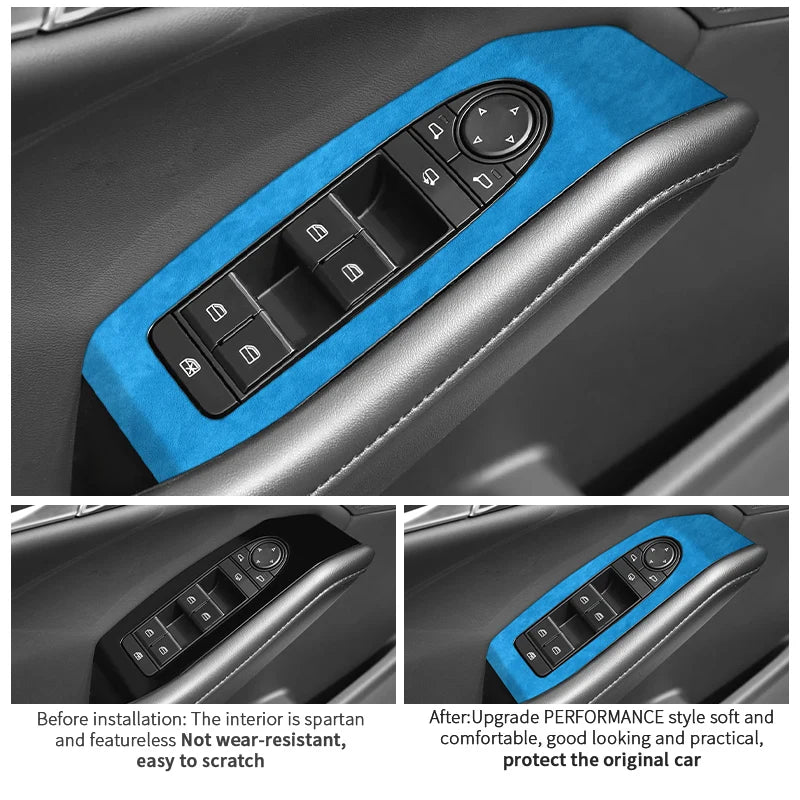 For Mazda 3 Axela Car Window Switch Lifter Control Panel Trim Frame Sticker Car Interior Tuning Accessories Made of Alcantara