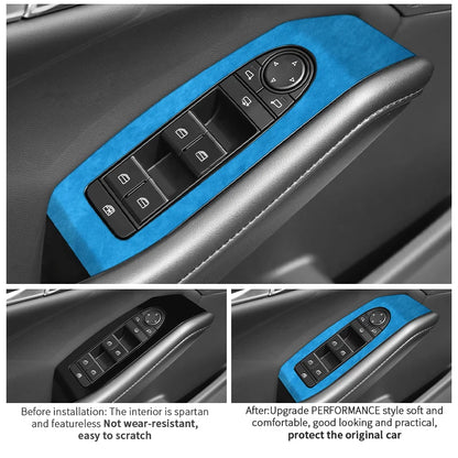 For Mazda 3 Axela Car Window Switch Lifter Control Panel Trim Frame Sticker Car Interior Tuning Accessories Made of Alcantara