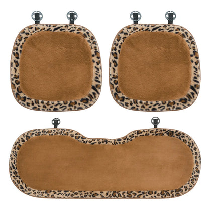 Fashion Leopard Print Car Seat Cover Soft Plush Leopard Steering Wheel Cover Winter Women Auto Interior Accessories Seat Pad