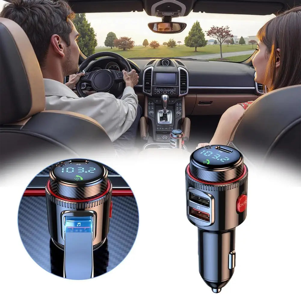 NEW Bluetooth 5.4 FM Transmitter Car Radio Adapter For Wireless Hands-Free Phone Call MP3 Music Player T23 PD Fast Charging