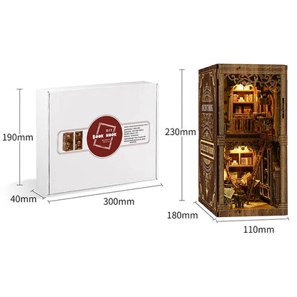 Bookshelf Set DIY Book Nook Kit 3D Wooden Doll House Puzzle Bookshelf Insert Decor With LED Light Dollhouse Model Birthday Gifts