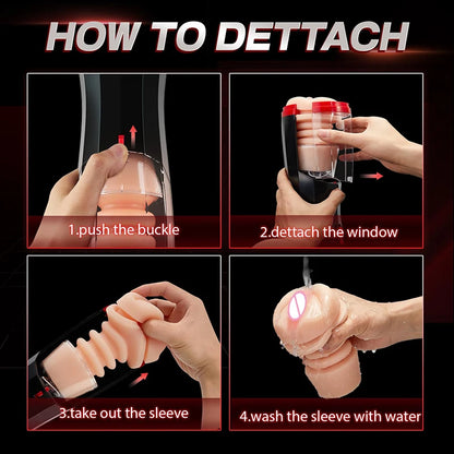 Fully Automatic Retractable Male Masturbator Pocket Pussy Vaginal Anal Vibrator Aircraft Cup Adult Sex Toys For Men