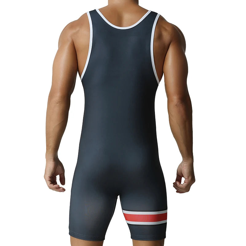 Men's shapewear, jumpsuit, wrestling suit, vest, sports and fitness training suit, weightlifting suit, high elasticity, slim fit