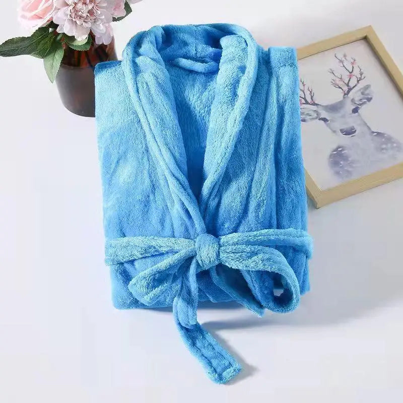 Thickened Long Coral Fleece Robe for Women Autumn Winter Plush Flannel Sleepwear Ankle-Length Men's Bathrobe Home Clothes