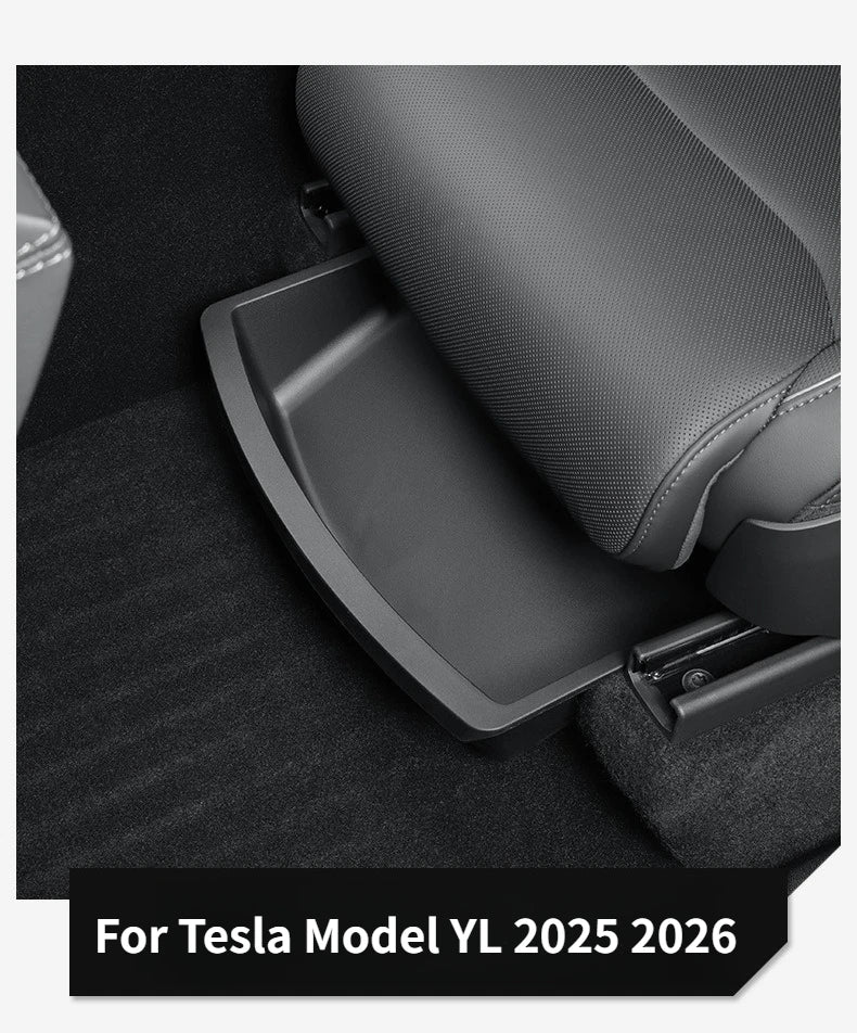 Under Seat Storage Box For Tesla Model YL 2025-2026 TPE Drawer Front Under Seat Organizer Trash Can Car Interior Accessories ﻿