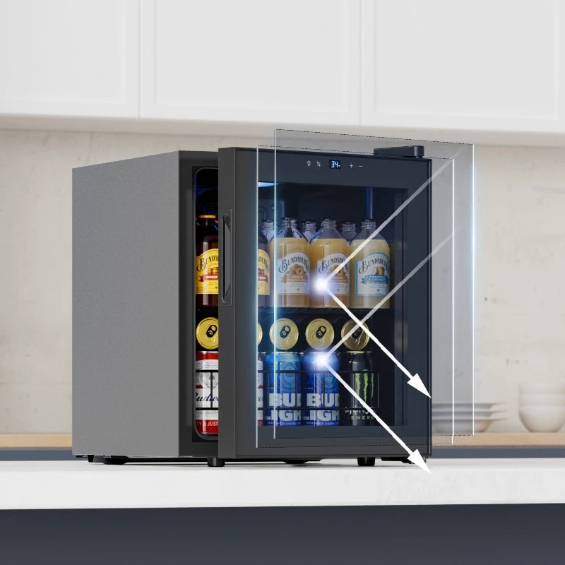 Beverage Refrigerator Cooler 60 Cans 1.63 Cu.Ft Small Refrigerator for Beverages and Wine Ideal for Home Bar or Office