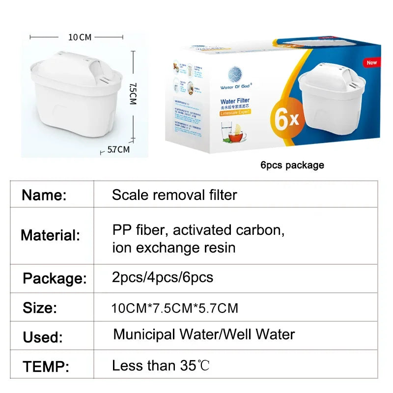 2PCS/6PCS For Brita Maxtra Water Filters Cartridge Limescale Chlorine Impurities Purify Kettle Activate Carbon Water Filter