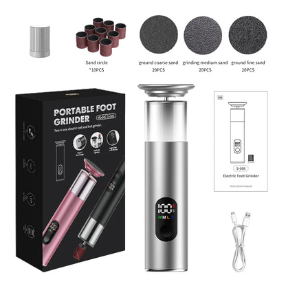 Aluminum Alloy  2 in 1 ElectricFoot Callus Remover with 60pcs Sandpaper Discs, Adjustable Foot File Nail Polisher With Gift Box