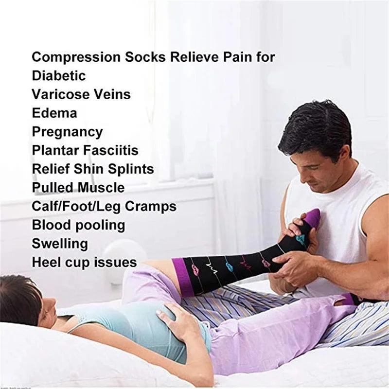 58 Styles Compression Socks 30 Mmhg Heart Star Stripe Socks New Unisex Golfs Tube Thigh Men Outdoor Long Pressure Stockings