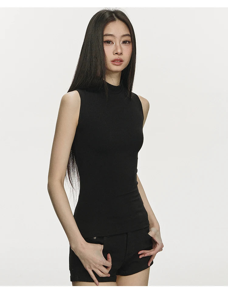 Yedinas Black Back Sheer Summer Tank Tops Sexy Sleeveless Tees Original Design Tanks Slim Korean Fashion Chic 2000s Clothes Y2k