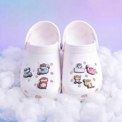 14-100PCS Kawaii Animal Beaver PVC Shoe Charms For Clogs Pin Sandals Shoes Accessories Garden Shoes Decoration Kid Summer Gift
