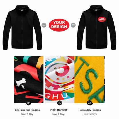 Customized LOGO Men's Thin Jacket Embroidered Printed Zipper Coat Spring and Autumn Street Stand up Collar Cardigan Hoodie