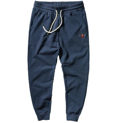 Autumn Winter American Retro Knitted Velvet Embroidery Sweatpants Men's Fashion Pure Cotton Loose Drawstring Sport Casual Pants