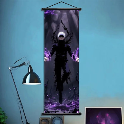 Jujutsu Kaisen Gojo Satoru Anime Art Fabric Wall Poster Hanging Scroll for Bedroom Gaming Room Decor Ideal Gift for Fans