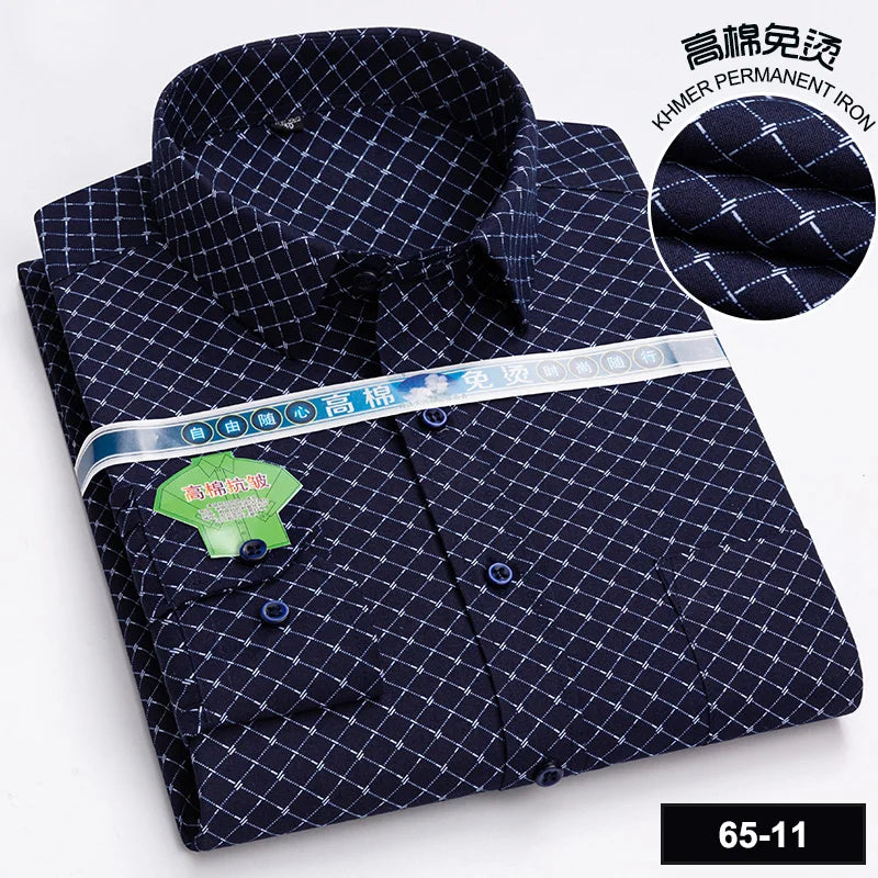 Men's Long Sleeve Casual Shirts Fashion Print Cotton Standard Fit Button Pocket Soft Shirts For Man Office Business Dress New
