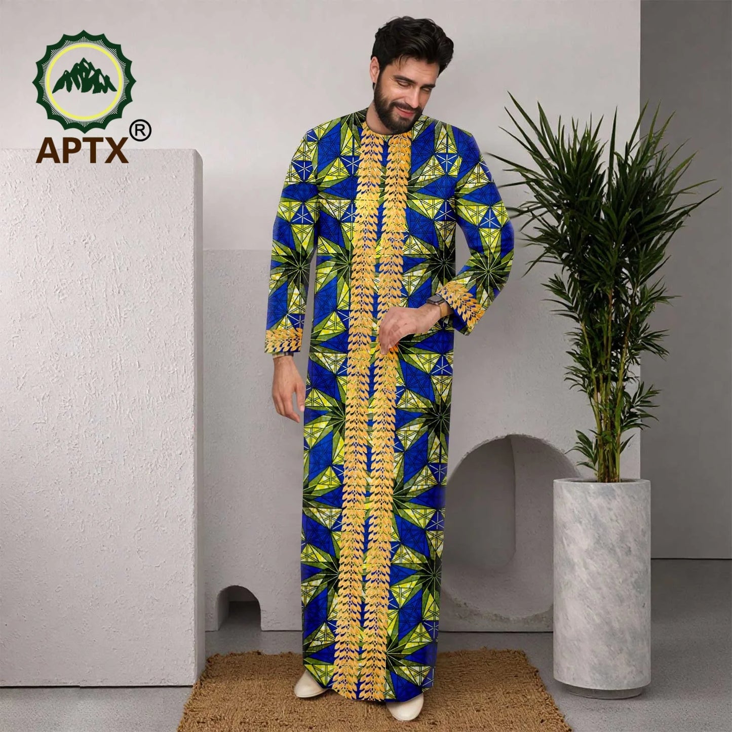APTX Muslim Men Robe Abaya Long Sleeve Embroidery Festival Set Casual Men 3-Pcs Suit Abaya Middle East Arab Clothes
