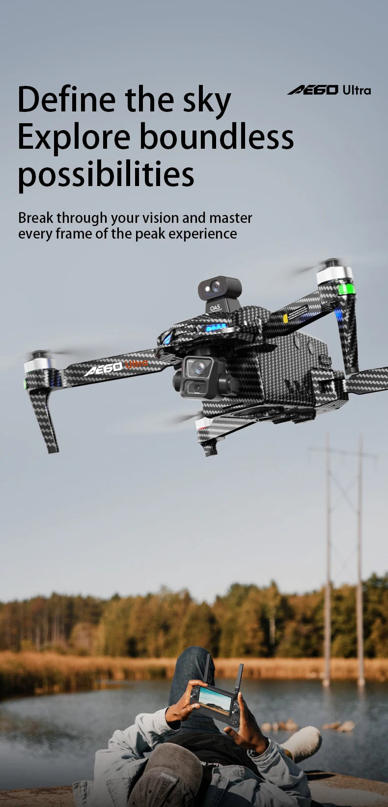 AE60 GPS Professional Drone 4K HD Camera 3-Axis Gimbal Obstacle Avoidance Aerial Brushless 800g Airdrop Security Drone Kids Toys