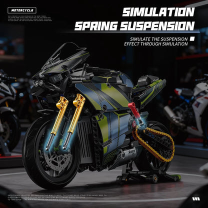 2026 Technical 1:8 City yellow Motorcycle Building Blocks Set Super Motorbike Model Kit STEM Assembled Toys Gifts 14+ Adult