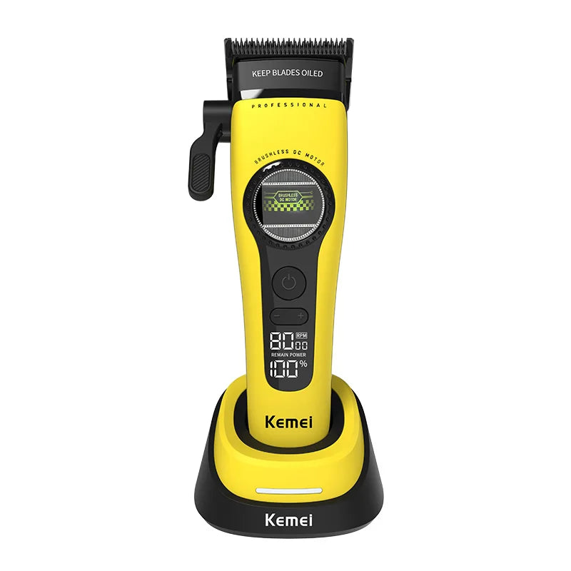 Komei Professional Hair Clipper F1 - Super Motor with External Brushless Trimmer, Men's Electric Shaver KM-1593