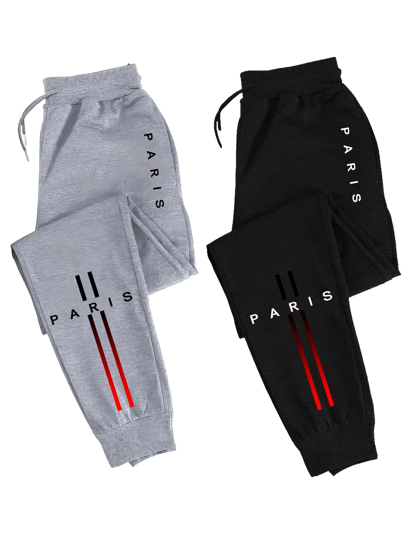2-Pack Men's Polyester Joggers, Drawstring Waist, Wrinkle-Resistant, Breathable, Slim-Fit, Cuffed Hem, Drop-Dead Drape,