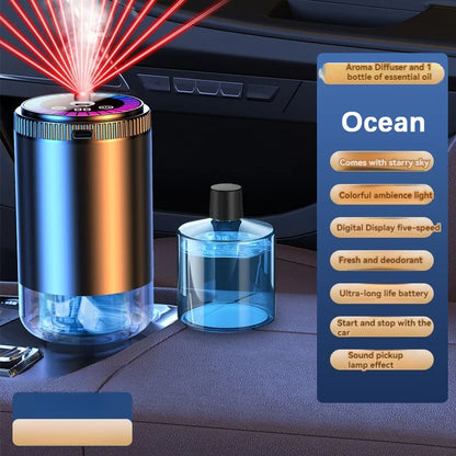 Smart Car Air Freshener & Perfume Diffuser - Rechargeable 5-Level Adjustable Starlight LED Car Gadgets
