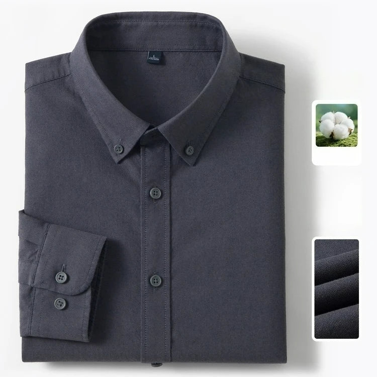 Men's 100% Cotton Oxford Shirt - Breathable Sweat-Wicking Button Down with Slim Fit & Crisp Texture