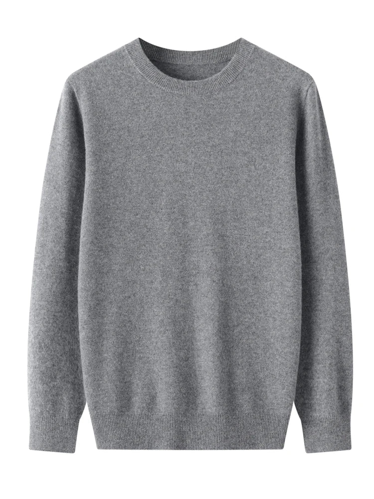 Autumn Winter Men O-neck 100% Merino Wool Pullover Cashmere Sweater Basic Casual Bottom Business Knitwear Soft Warm Clothing