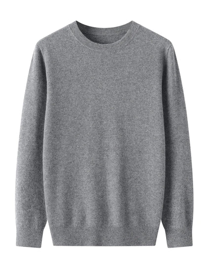 Autumn Winter Men O-neck 100% Merino Wool Pullover Cashmere Sweater Basic Casual Bottom Business Knitwear Soft Warm Clothing