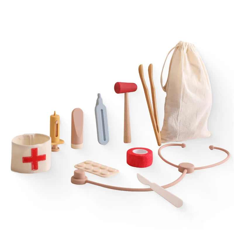 Doctor Toys Pretend Silicone Nurse Set for Girls Boys Play Doctor Kit Food Grade Safety Toddler Games Learning Toy
