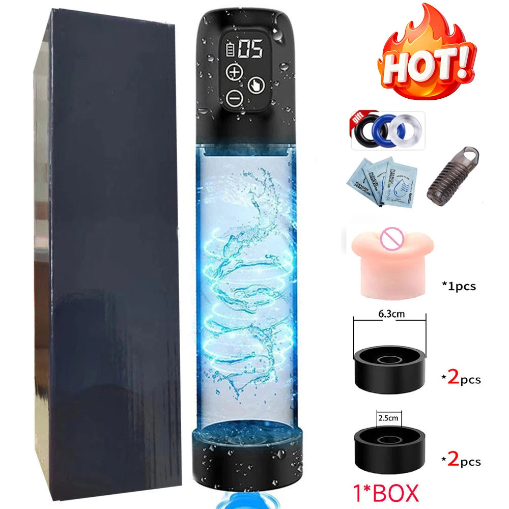 Automatic Electric Penis Pump Male Enlargement Erection Trainer Rechargeable Smart LCD Display IPX7 Waterproof Vacuum Device