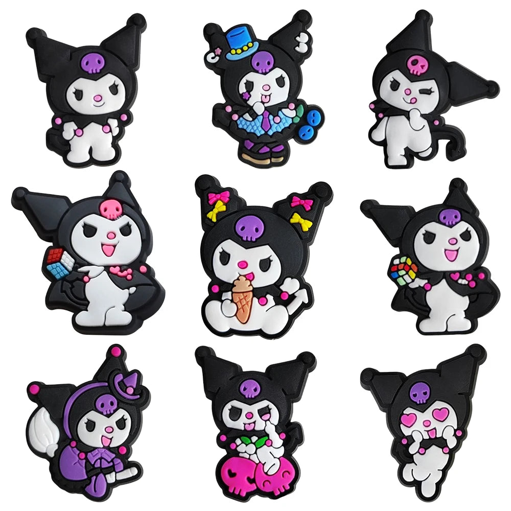 6-66PCS Cartoon Kuromi Shoe Charm Mix Wholesale PVC Decor Buckle Sandal Clog Bag Wristband Detachable Waterproof To X-MAS Gift