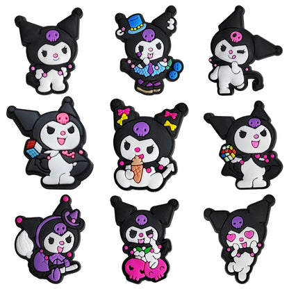6-66PCS Cartoon Kuromi Shoe Charm Mix Wholesale PVC Decor Buckle Sandal Clog Bag Wristband Detachable Waterproof To X-MAS Gift