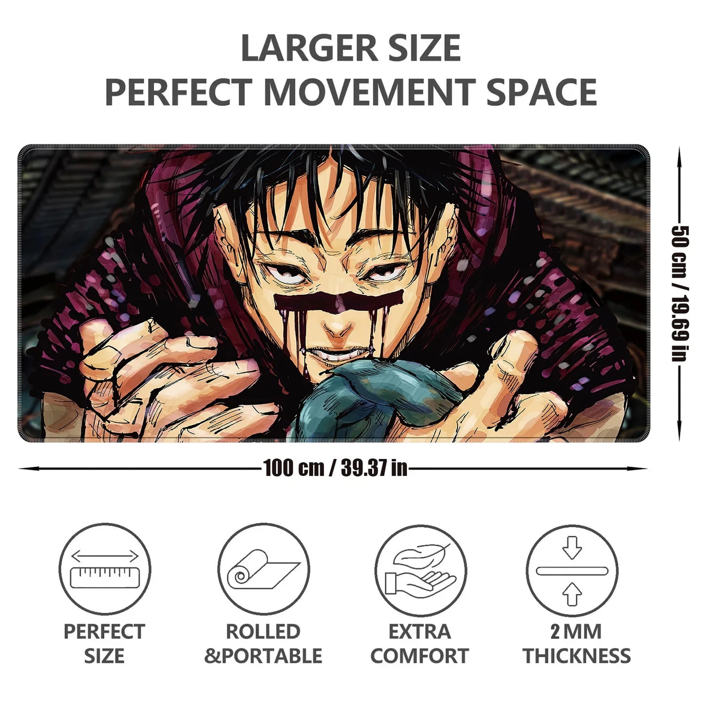 Hot Sale Anime Mouse Pad J-jujutsu Kaisen Choso Big Size Laptop Desk Mat Non-Slip Gamer Keyboard Pad Gaming Extended Mousepad