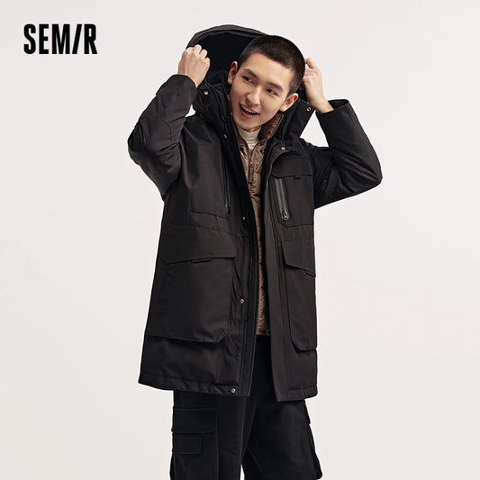 Semir Goose Down Jacket Men Waterproof Windproof Thermal Hooded Thickened 2025 Winter Man Clothing