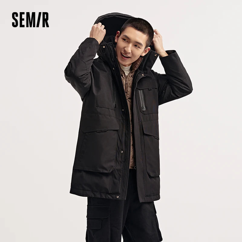 Semir Goose Down Jacket Men Waterproof Windproof Thermal Hooded Thickened 2025 Winter Man Clothing