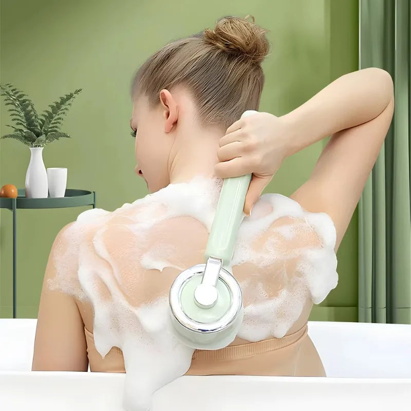 Electric Bath Back Scrubber Long Handle Ipx7 Waterproof Exfoliating Massage Shower Body Cleaning Brushes with 5 Brush Heads